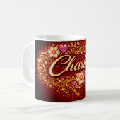 Charlotte Name Pink Hearts Gold Personalized Gift Koffiemok (Voorkant links)