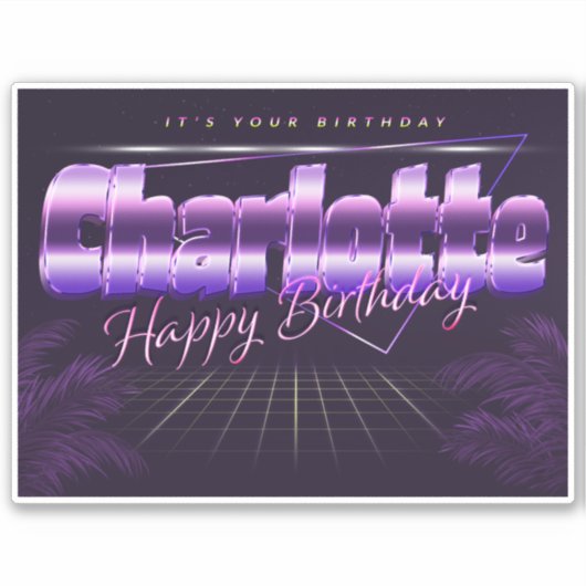 Charlotte Name Vorname retro Sticker Geburtstag (Voorkant)