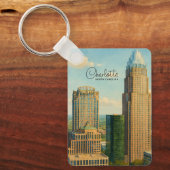 Charlotte NC Aquarel Skyline Reis Sleutelhanger (Voorkant)