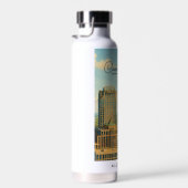 Charlotte NC Aquarel Skyline Reis Waterfles (Rechts)