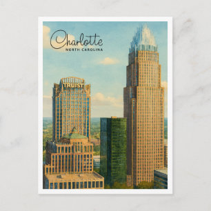Charlotte NC Aquarel Skyline Reisansichtkaart Feestdagenkaart