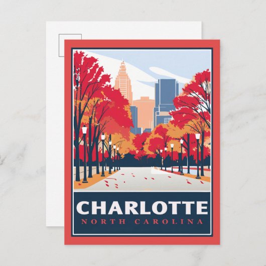 Charlotte, NC Briefkaart (Voorkant / Achterkant)