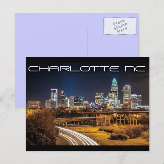 Charlotte NC Briefkaart (Voorkant / Achterkant)