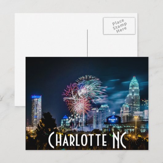 Charlotte NC Briefkaart (Voorkant / Achterkant)