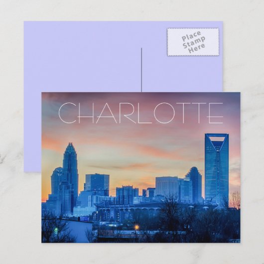 Charlotte NC Briefkaart (Voorkant / Achterkant)