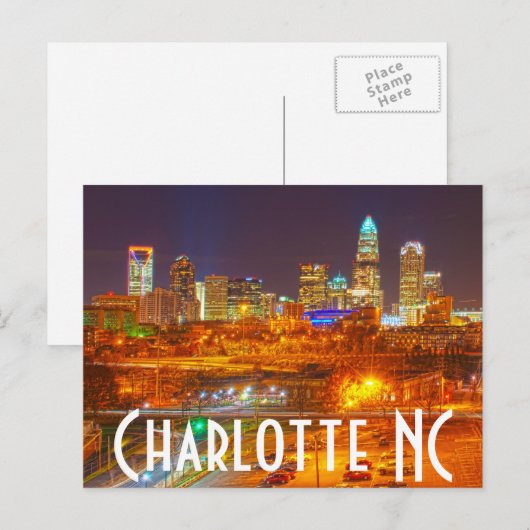 Charlotte NC Briefkaart (Voorkant / Achterkant)