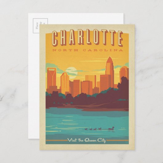 Charlotte, NC Briefkaart (Voorkant / Achterkant)