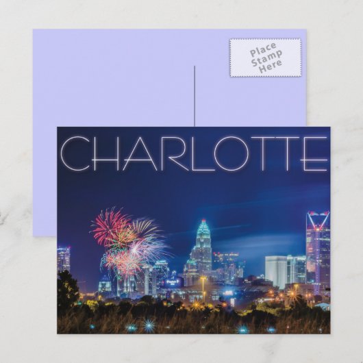 Charlotte NC Briefkaart (Voorkant / Achterkant)