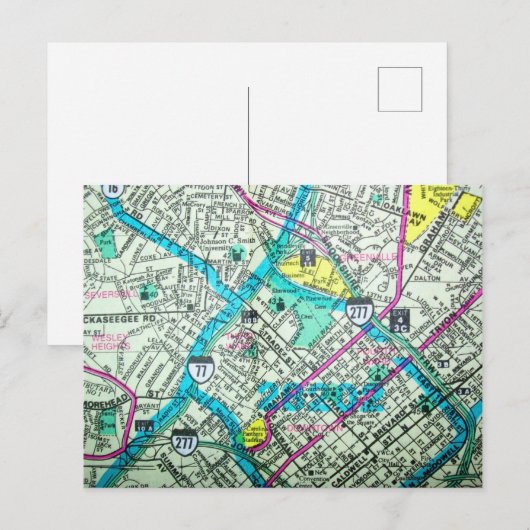 Charlotte, NC  kaart (Voorkant / Achterkant)