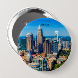 Charlotte, NC luchtfoto Ronde Button 4,0 Cm