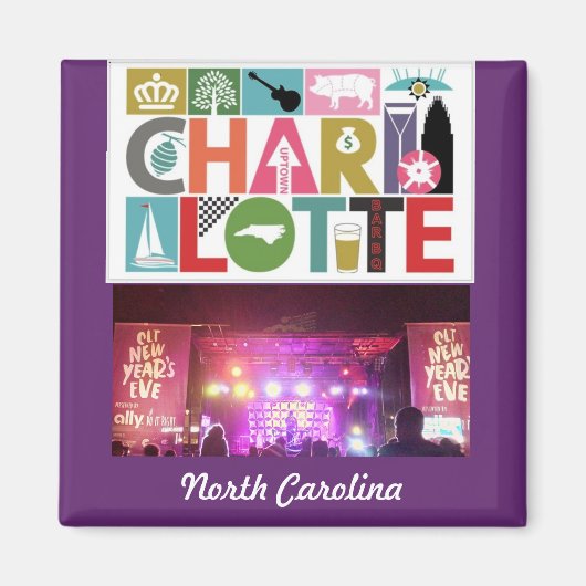 Charlotte NC North Carolina Square magnet (Voorkant)