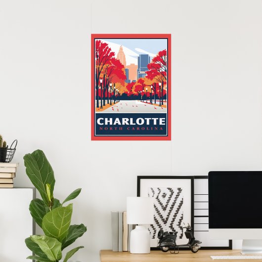 Charlotte, NC Poster (Thuiskantoor)