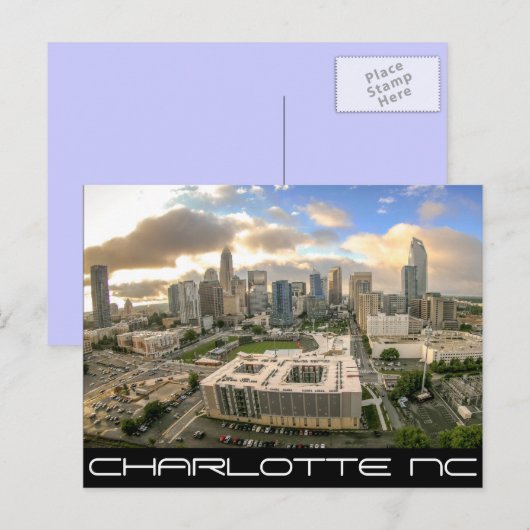 Charlotte NC - QUEEN CITY Briefkaart (Voorkant / Achterkant)