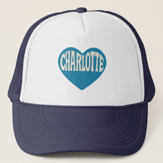 Charlotte NC Retro Heart Design – lettertype Trucker Pet (Voorkant)