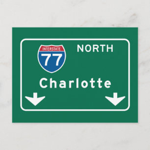 Charlotte, NC Road Sign Briefkaart