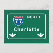 Charlotte, NC Road Sign Briefkaart (Voorkant)