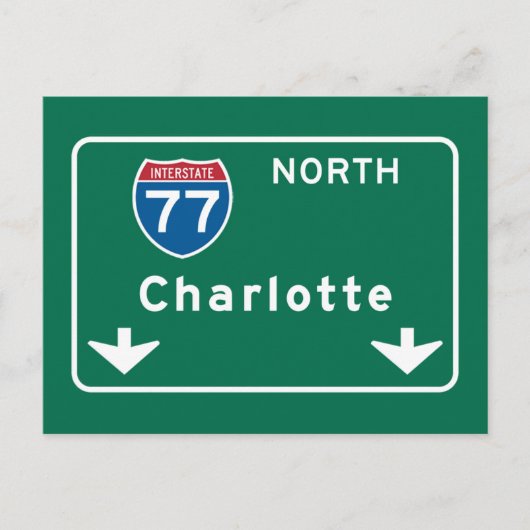Charlotte, NC Road Sign Briefkaart (Voorkant)