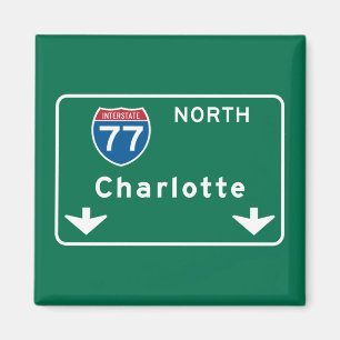 Charlotte, NC Road Sign Magneet