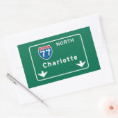 Charlotte, NC Road Sign Rechthoekige Sticker (Envelop)
