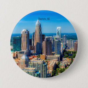 Charlotte, NC skyline foto Ronde Button 7,6 Cm