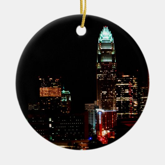 Charlotte NC Skyline Keramisch Ornament (Voorkant)