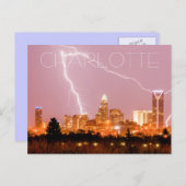 Charlotte NC skyline met bliksem Briefkaart (Voorkant / Achterkant)