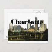 Charlotte NC Skyline met Charlotte in de hemel Briefkaart (Voorkant / Achterkant)