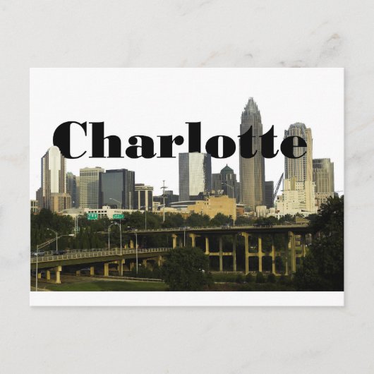 Charlotte NC Skyline met Charlotte in de hemel Briefkaart (Voorkant)