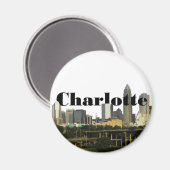 Charlotte NC Skyline met Charlotte in de hemel Magneet (Voorkant / Achterkant)