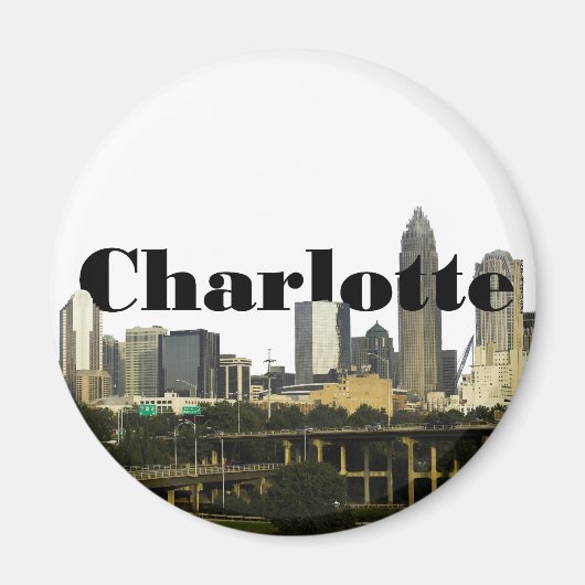 Charlotte NC Skyline met Charlotte in de hemel Magneet (Voorkant)