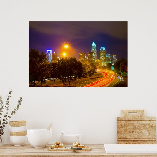 Charlotte NC Skyline Poster (Keuken)