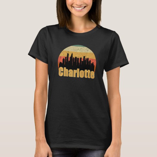 Charlotte NC skyline silhouet zonsondergang Ik hou T-shirt (Voorkant)