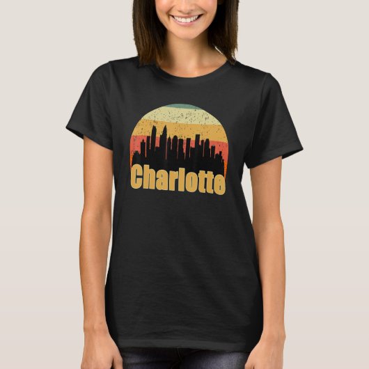 Charlotte Nc Skyline Silhouette Sunset I Love Char T-shirt (Voorkant)
