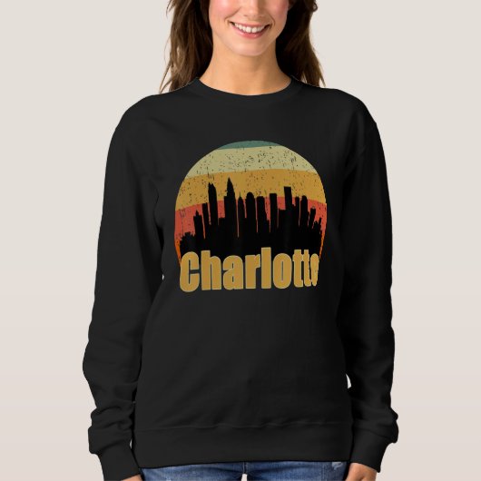 Charlotte Nc Skyline Silhouette Sunset I Love Char Trui (Voorkant)