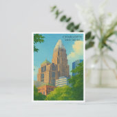 Charlotte NC Skyline Waterverf Travel Briefkaart (Staand voorkant)