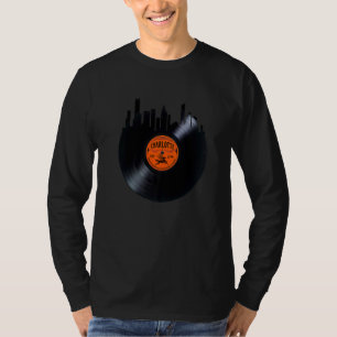 Charlotte NC Stadssilhouet Record Vinyl LP Liefde T-shirt