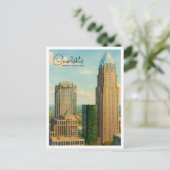 Charlotte NC Waterverf Skyline Travel Briefkaart (Staand voorkant)