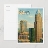 Charlotte NC Waterverf Skyline Travel Briefkaart (Voorkant / Achterkant)