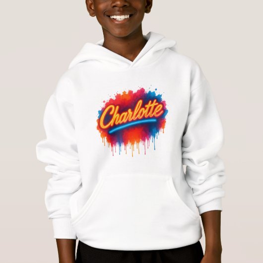 Charlotte Neon Script – Street Art Splash Design (Voorkant)