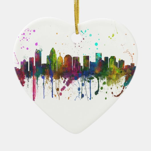 CHARLOTTE, NOORD CAROLINA SKYLINE KERAMISCH ORNAMENT (Voorkant)