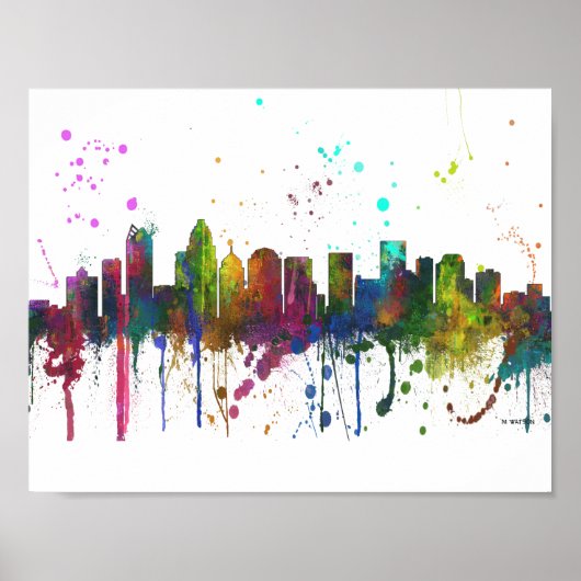 CHARLOTTE, NOORD CAROLINA SKYLINE POSTER (Voorkant)