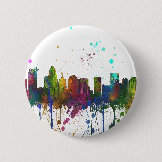 CHARLOTTE, NOORD CAROLINA SKYLINE RONDE BUTTON 5,7 CM (Voorkant)