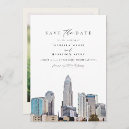 CHARLOTTE NOORTH CAROLINA Skyline Save the Date Kaart