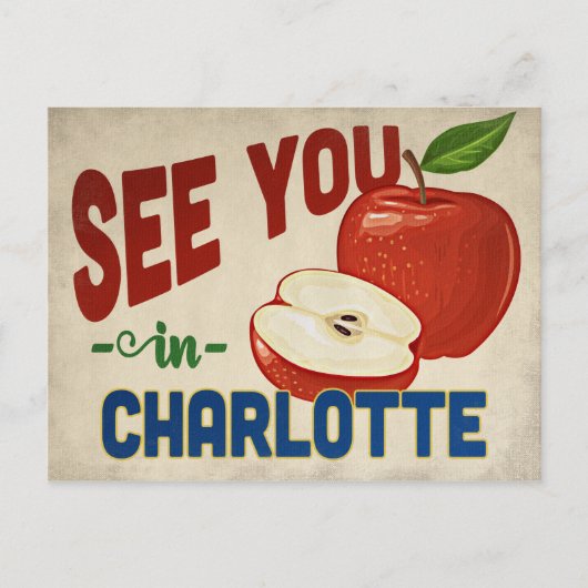 Charlotte North Carolina Apple - Vintage Travel Briefkaart (Voorkant)