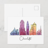 Charlotte NORTH CAROLINA Briefkaart (Voorkant / Achterkant)