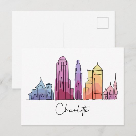 Charlotte NORTH CAROLINA Briefkaart (Voorkant / Achterkant)