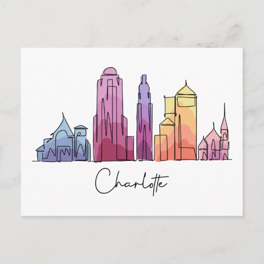 Charlotte NORTH CAROLINA Briefkaart (Voorkant)
