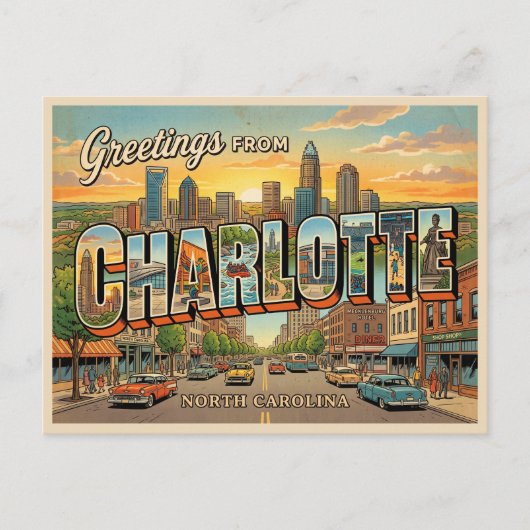 Charlotte North Carolina Briefkaart (Voorkant)
