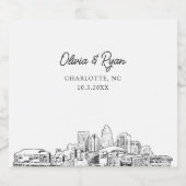 Charlotte North Carolina Bruiloft Champagne Label Sparkling Wijnetiket (Enkel label)