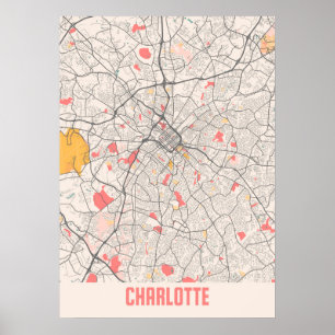 Charlotte - North Carolina Chalk City Map Poster
